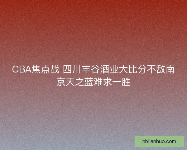 CBA焦点战 四川丰谷酒业大比分不敌南京天之蓝难求一胜